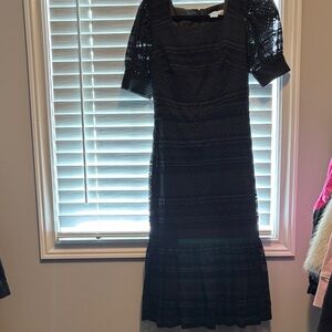 Rachel Parcell Black Eyelet Lace Midi Dress
